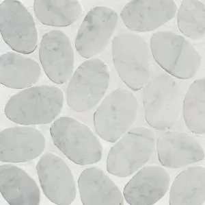 White Marble Mosaic Tile, XL SLICE CARRARA Mosaic Wall & Floor Tile