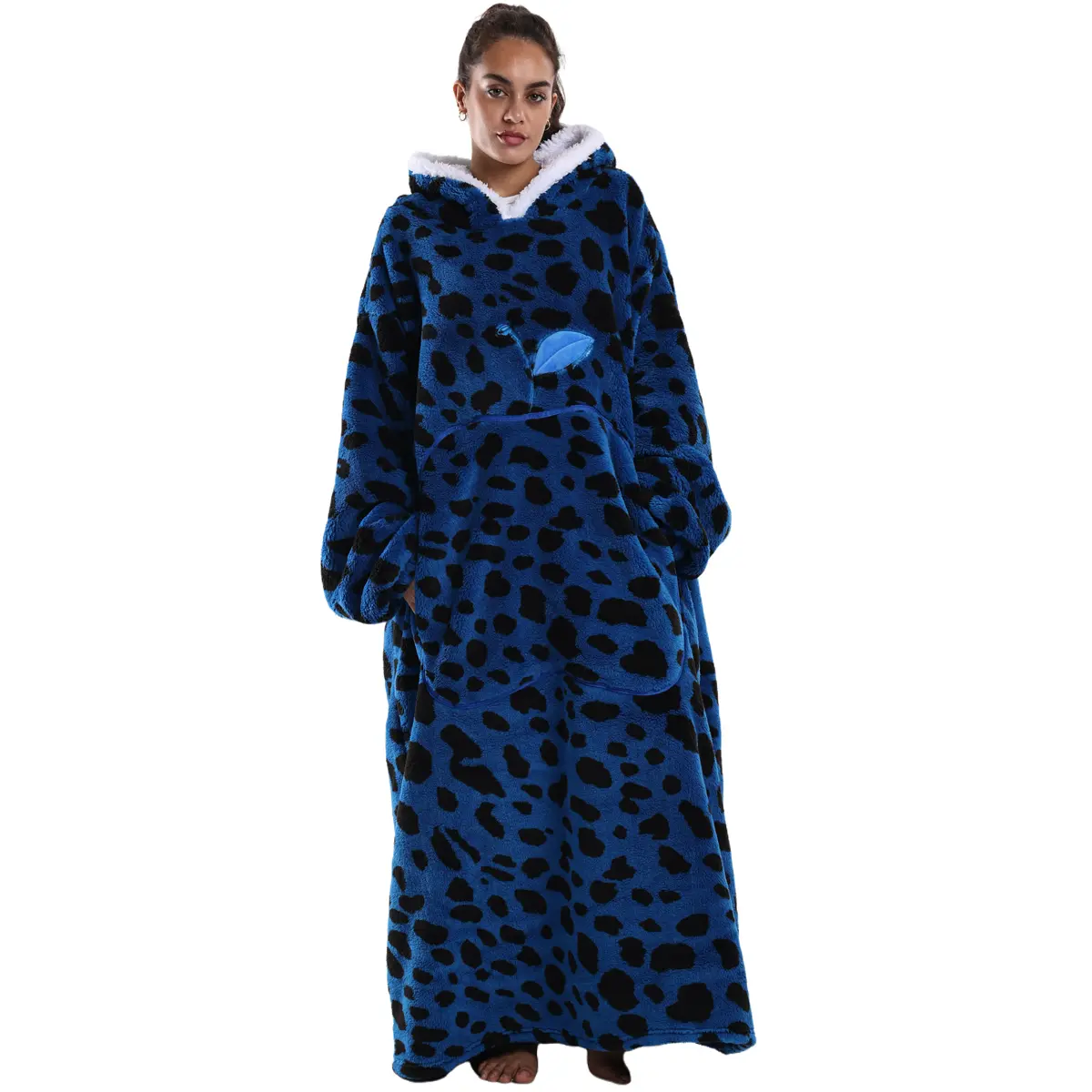 Msrlassn Plus Size Wearable Hoodie Blanket for Women Men, Halloween Oversized Hoodie Blanket Cozy Warm Flannel Sweatshirt with Big Pocket, Loungewear Womenswear Hooded Blanket as Gifts for Mom Girlfriend