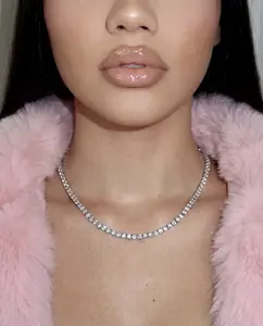 Nova Rose – “Everyday Drip” Tennis Chain – 3MM  Iced Out Gold & Silver Necklace