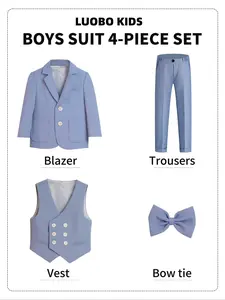 【LUOBO KIDS】 Boys' 4-piece suit set | Slim fit essential for church/wedding/graduation ceremony/musical performance (excluding shirt)