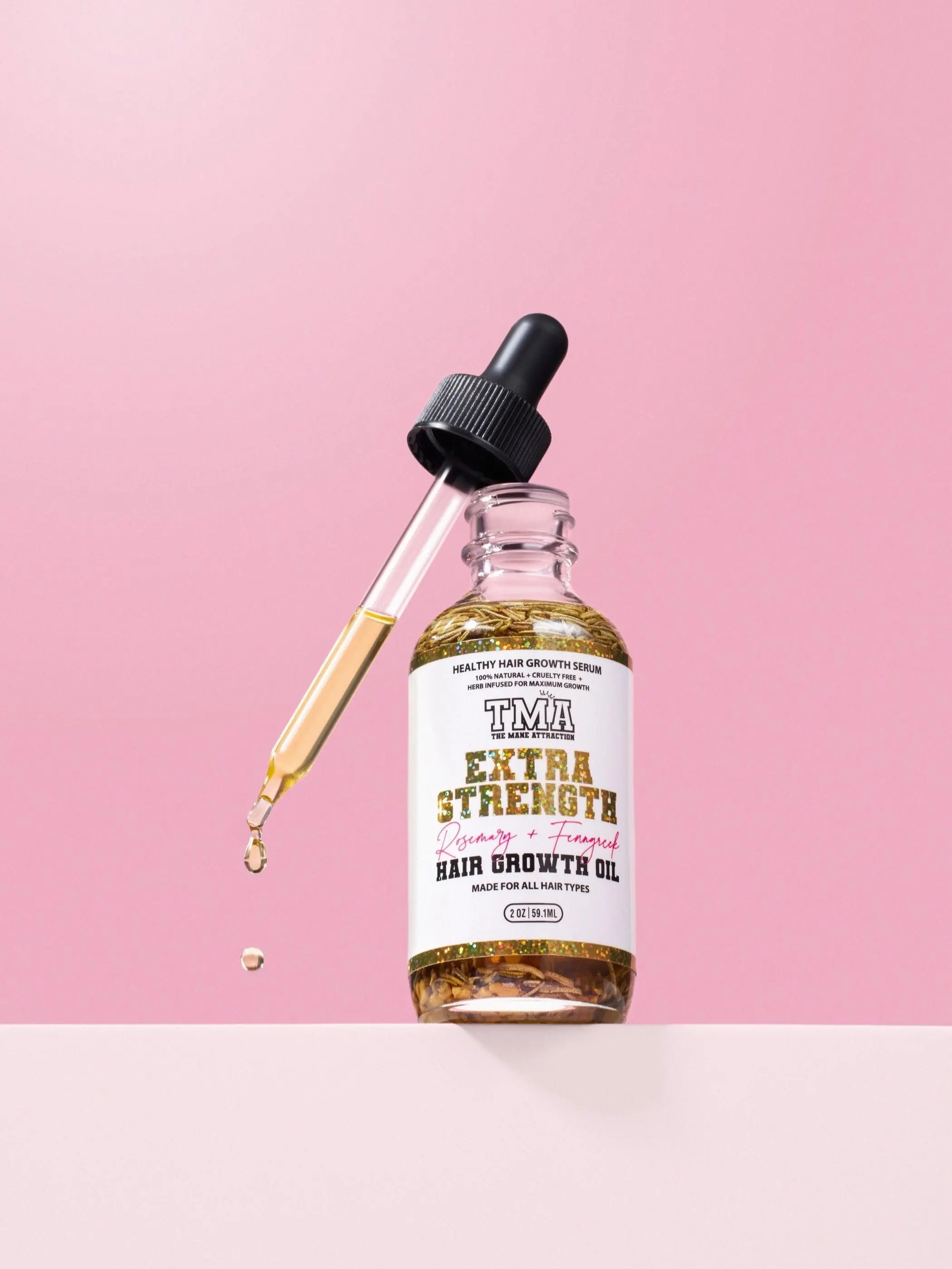 Extra Strength Rosemary & Fenugreek Herbal Hair Growth Oil 2oz  for All Hair Types Natural Ingredients Haircare