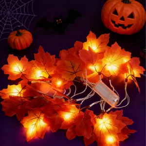 【Upgrade】3M Simulation Maple Leaf Light String Thanksgiving Halloween Room Decoration Arrangement Battery Box,Fall Decorations for Home Fall Lights  Indoor Outdoor