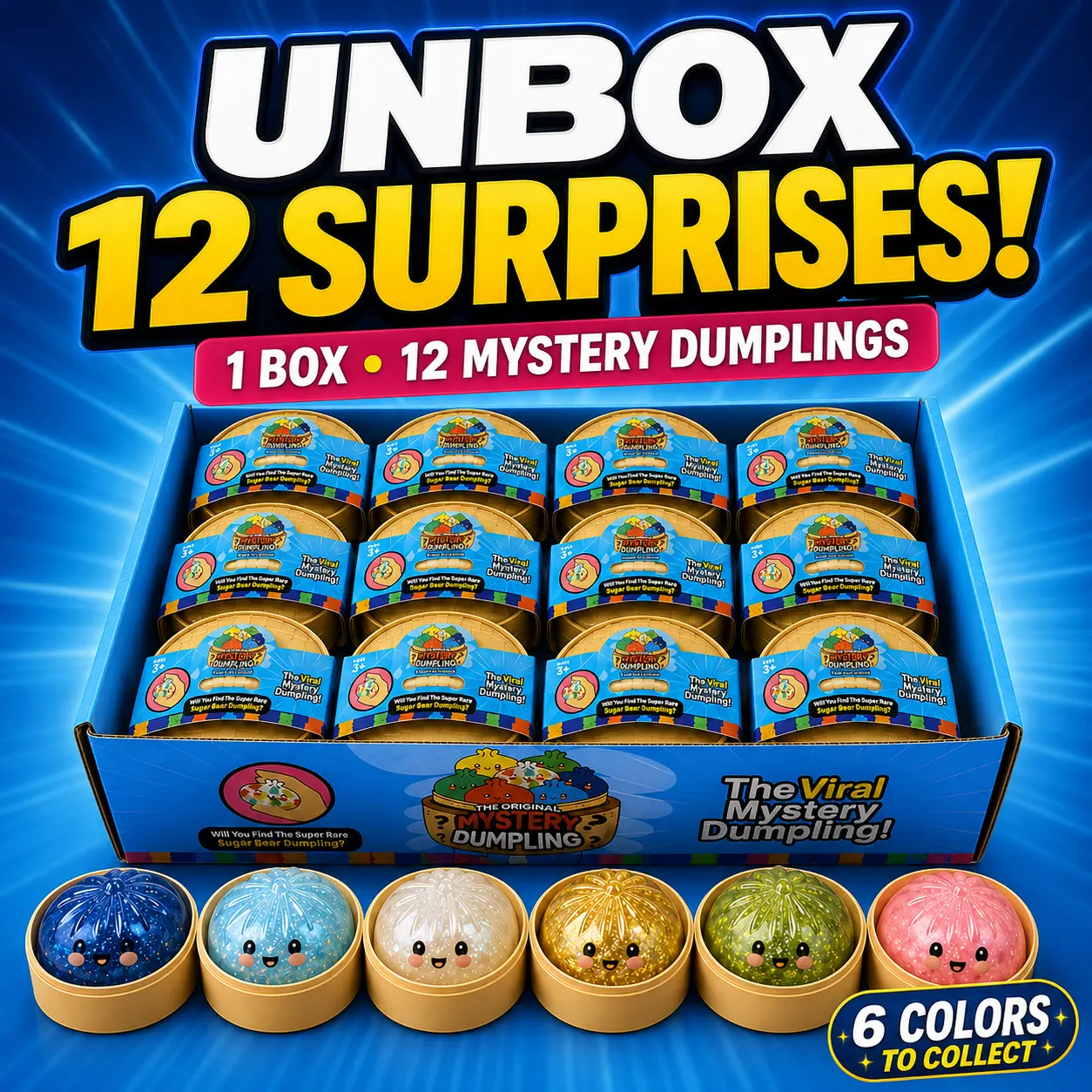 LIVE $33 TODAY | Full Box 12 Mystery Dumpling Squishies | Glitter & Milk Slow Rise