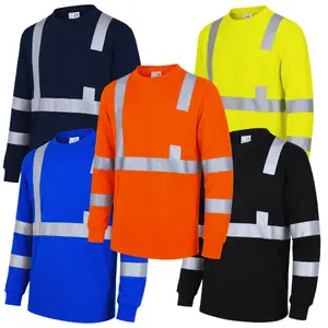 High-Visibility Long-Sleeve  Work Safety T-Shirt Workwear Protective