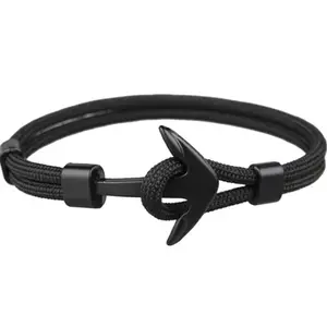 Nautical Anchor Paracord Bracelet - Black - Unisex - Maritime Inspired