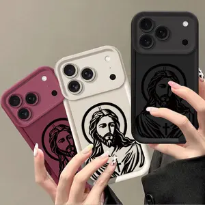 San Judas logo pattern TPU phone case, suitable for iPhone 17 Pro Max 17 16 15 14 13 12 11 Pro Max shock-proof and anti-slip protection cover, Accessories, Smartphone, Cellphone