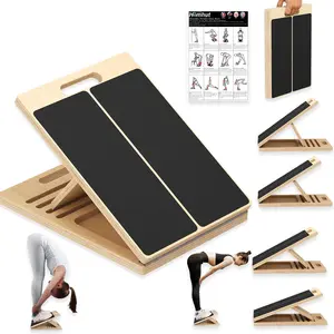 Versatile Hardwood Adjustable Slant Board Calf Knee Heel Ankle Stretcher for Squats Yoga Curve Chair Home Workout Gear