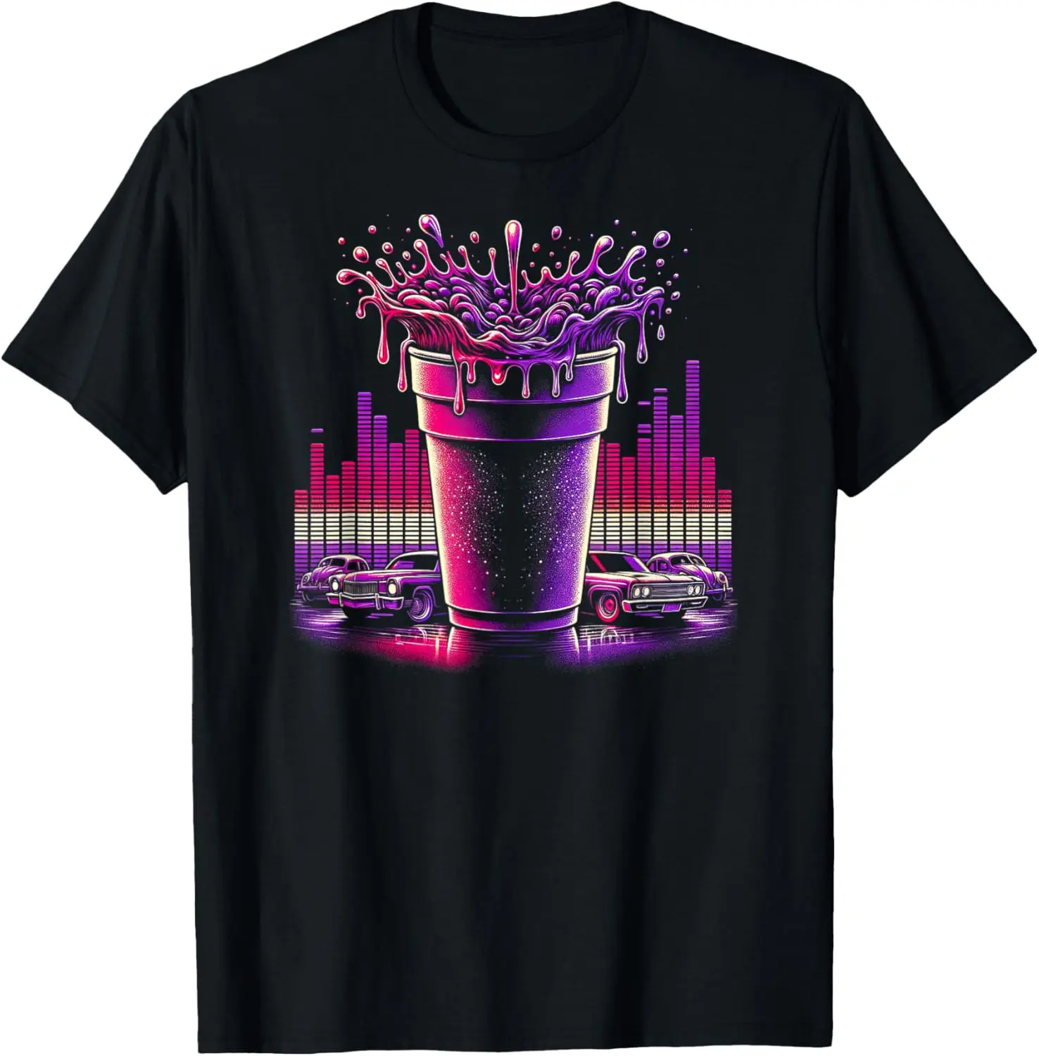 Men's H-Town Music Vibes Houston Collection Soft Natural Fabric Sports Fashion Short-Sleeve Round Neck Cotton Graphic T-Shirt - Menswear Top, Youth-Friendly