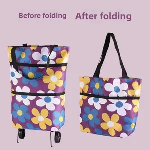 Portable Grocery Cart Small Pull Cart Household Foldable Backpack Shopping Bag Lightweight Wheeled Hand Pull Cart Trolley「Large-Capacity & Effortless for Grocery Runs」