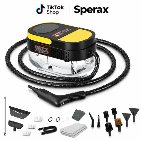 Corded All-Purpose Steam Cleaner, 1500W High Steam, 3-Level Adjustable Handle, 1.7 Qt Large Water Tank (1.6L), Fast Heat-Up, Portable ABS Body, 13-Foot Reach, 15-Piece Accessory Kit, for Floors, Kitchen Grease Removal, Windows, Car Interior