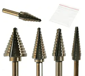 5pcs Step Drill Bit Set Multi Size Metal Cutting Drill Bits for Steel Wood Plastic Hole Drilling DIY and Professional Use Durable High Speed Steel Construction (Box Not Included)