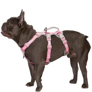 Huntboo HalfGuardian Escape Proof Dog Harness, No Escape Dog Harness, Fully Reflective Harness with Padded Handle, Breathable,Durable, Adjustable Vest for Small Medium Large Dogs Walking, Training,Running Gear