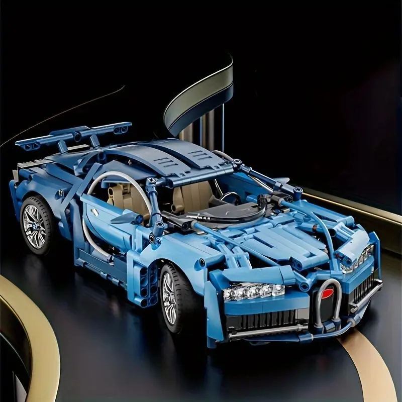 1355 Pieces Blue Sports Car Building Blocks, High Difficulty Racing Model Kit, Ideal for Living Room, Dining Room, Study Decor, Birthday Gift, Model Building Kits