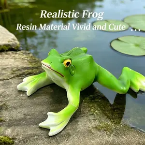 Creative Cute Frog Resin Ornament, Rustic Home Desktop Decor, Garden Water Feature Prop, Unique Indoor Outdoor Decoration