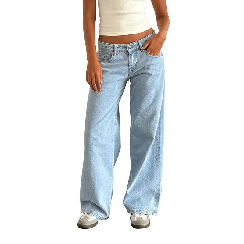 Women Baggy Jeans  Low Waist Boyfriend Style Denim Pants Vintage Aesthetic Wide Leg Cargo Pants Teen Girls Streetwear Hiphop Trousers