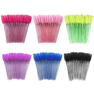 300Pcs Disposable Eyelash Mascara Brushes for Eye Lashes Extension Eyebrow and Make for Eye Lash Extension, Eyebrow and Make Crystal 6 Colors(Colorful)