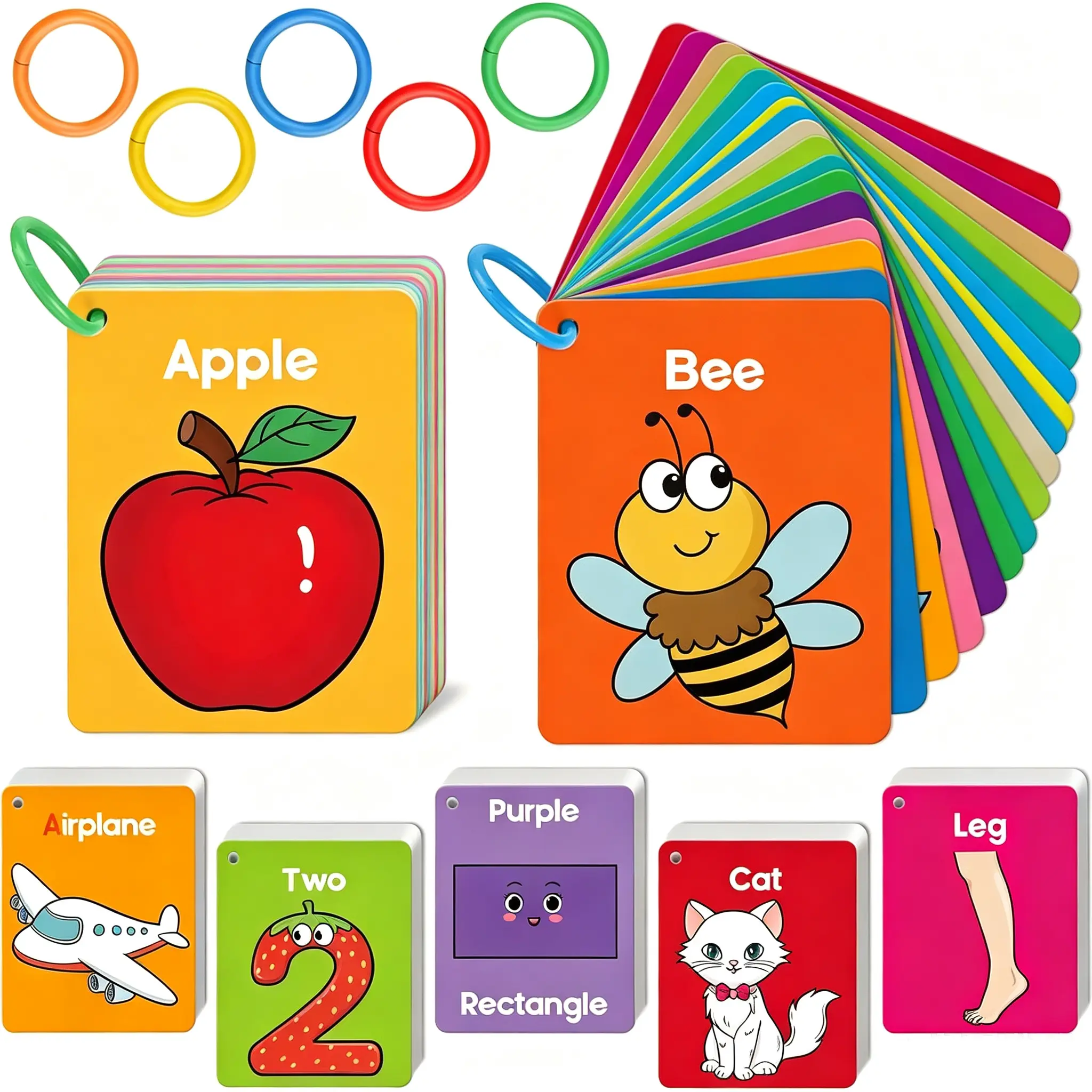 Toddler Flash Cards Baby Cognitive Flashcards for Kids, Learning Alphabet, Numbers, Shapes & Colors, Animals, First Words, Body Parts, Foods, Preschool Kindergarten Activities Educational Toys