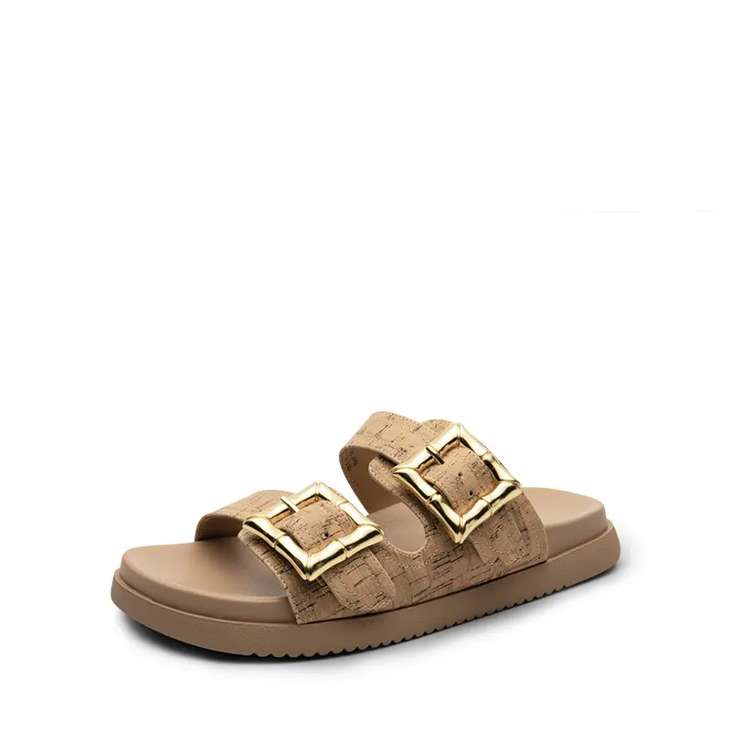 Dream Pairs Women's Stylish Flatform Sandals, Casual Vegan Leather Footwear with Bamboo Buckles and an Anatomic Footbed, Elegant