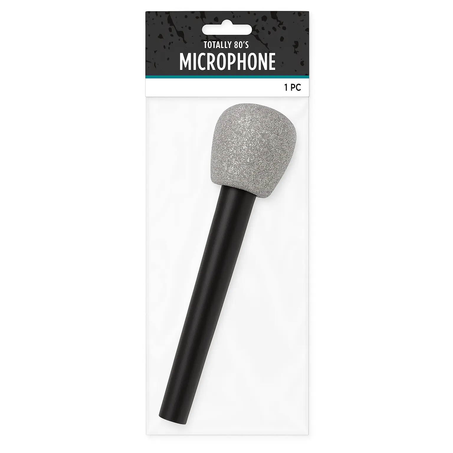 Glitter Microphone Costume Prop - Black/Silver