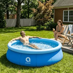 A Round Inflatable Swimming Pool Perfect For Family Backyards, Outdoor Water Play, And Home Pools. Made From Thick, Durable PVC With Quick Setup For Easy Installation, Ideal For Family Gatherings, Backyard Relaxation, And Summer Fun.