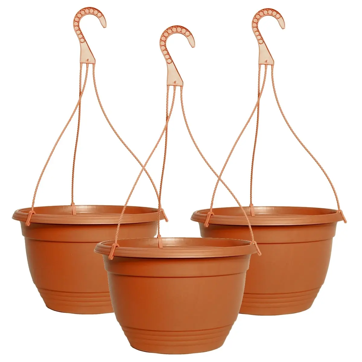 12in. Terracotta Hanging Basket - Plastic - Set of 3 - Durable Design