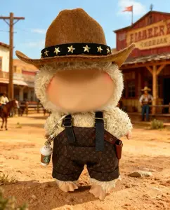 Western Cowboy Hat with Star Decoration for Doll Accessories for labu - Charming Star Accent & Western Theme Design