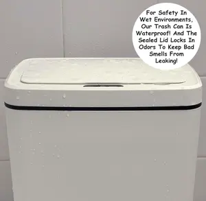 Automatic, Smart Trash Can 3.2 Gallon with Touchless Motion Sensor and Anti - Bag Slip Lid, Use as Mini Garbage Basket, Slim Dust Bin, or Decor in Bathroom, Restroom, Kitchen (White)