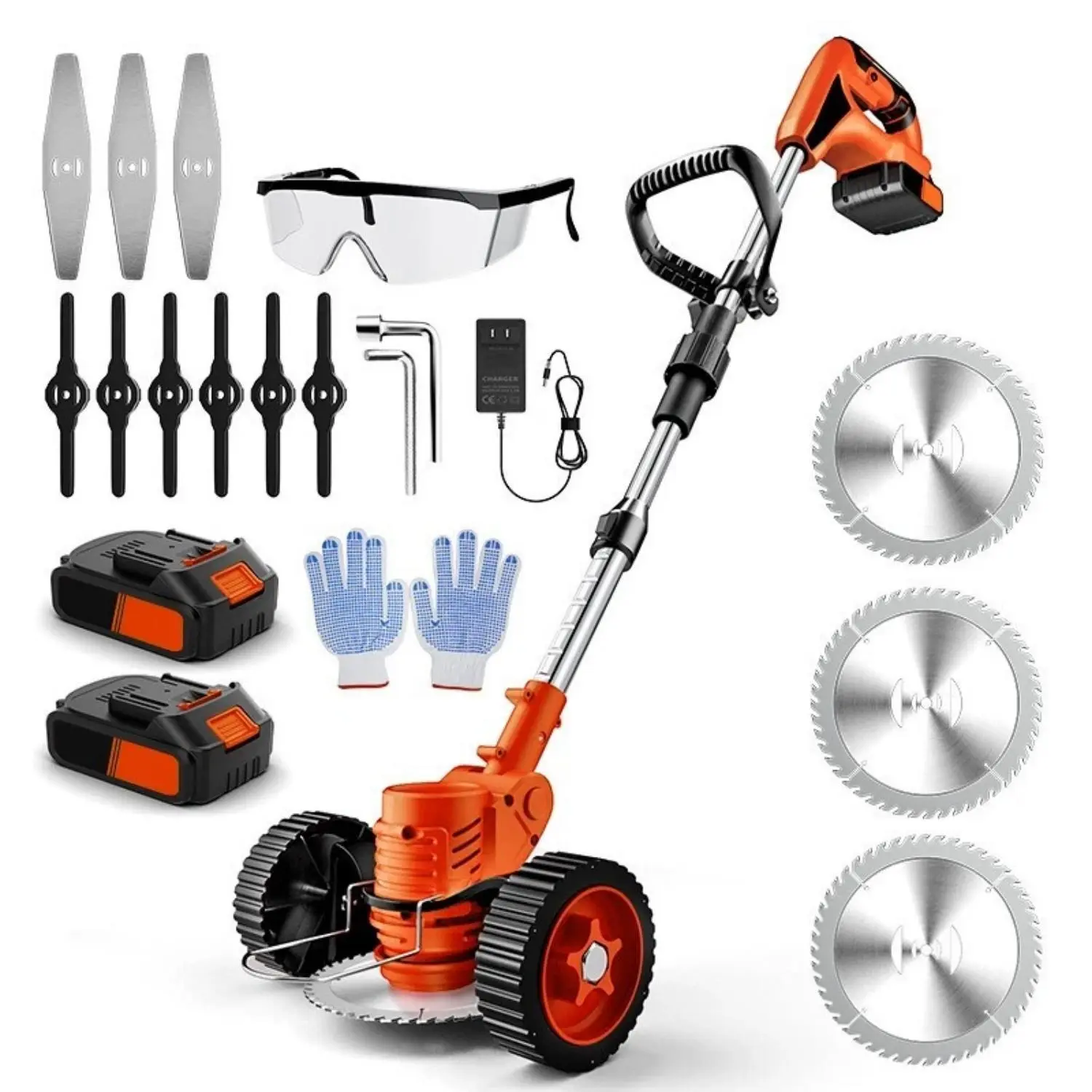 21V Cordless 4-in-1 Weed Eater & Brush Cutter – Electric String Trimmer, Lawn Edger & Grass Shear, Versatile Garden Tool for Yard Maintenance