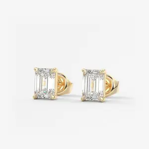 Moissanite Earrings for Women Men,1.50 ct Emerald Cut D Color VVS1 Clarity Lab Created Earring 925 Sterling Silver