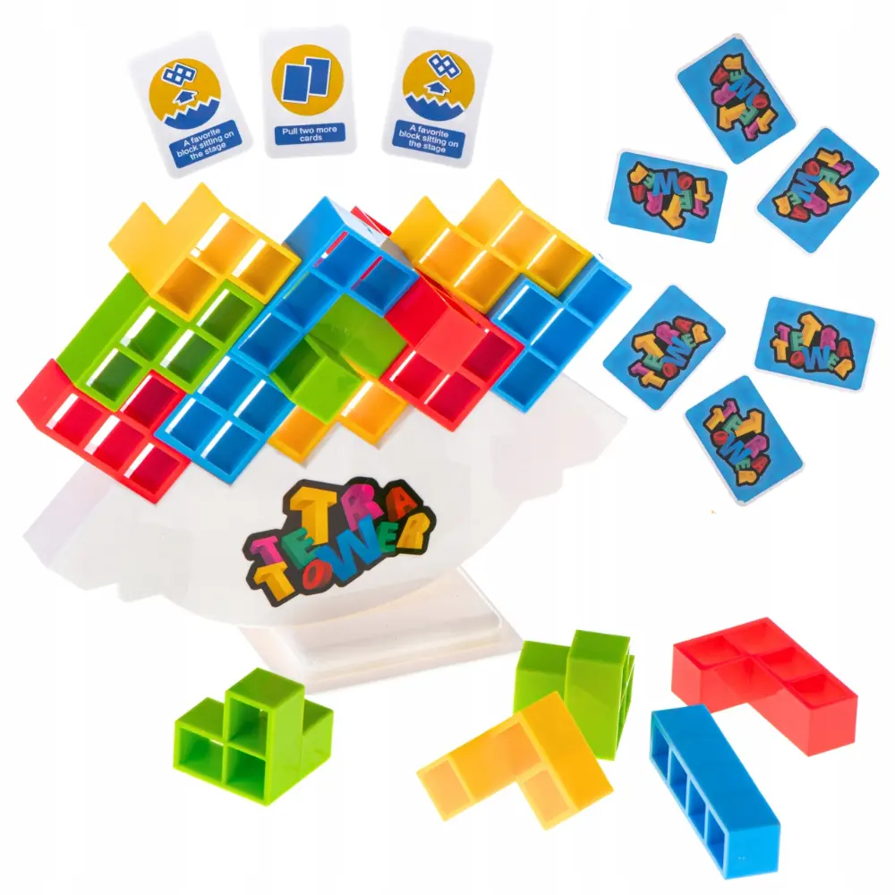 Geometric Plastic Balancing Stacking Blocks (16/32/48pcs) - Unisex Desktop Balance Puzzle Toys, Interactive Family Games, Stress Relief Gifts for Kids & Adults