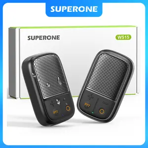 SUPERONE 2 Pack Wearable Bluetooth Speaker with Walkie Talkie Function IPX7 Waterproof Clip-on Portable Speaker TWS Pairing for Hands-Free Music Calls Work Cycling Running Hiking Audio Button Device Dustproof Protection Remote Smartphone Phone