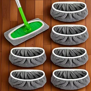 6pcs high-quality reusable mop replacement pads: washable, durable, dry and wet dual-purpose with high water absorption, made of dirt-resistant and wear-resistant material