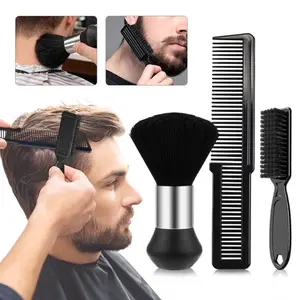 2/3pcs/set Barber Grooming Kit, Hairdressing Styling Comb & Beard Brush Set, Razor Cleaning Tool with Soft Nylon Bristles for Salon & Home Use, Barber Essentials, Hair Styling Tools, Barber Equipment