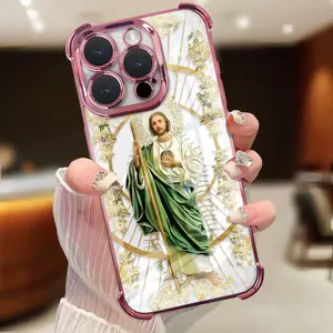 Four-corner anti-fall St. Judah pattern mobile phone case, suitable for iPhone17/16/15/14/13/12/11 X Xs pro max, anti-fall, shockproof, transparent, St. Judah mobile phone protective cover, strong mobile phone protection accessories