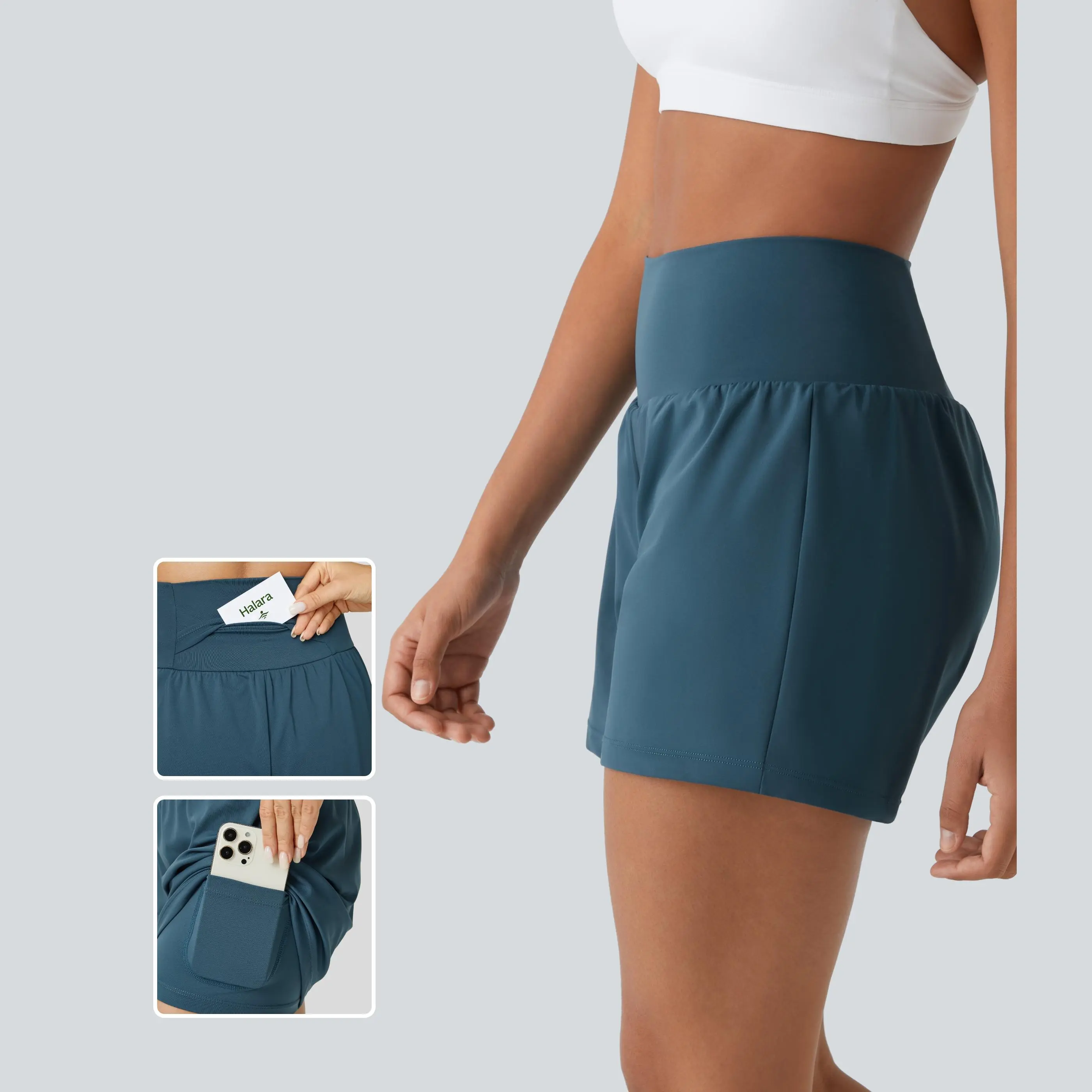 Halara SoftlyZero Airy Super High Waisted 2-in-1 InstantCool Yoga Shorts 5'' with Pockets-Longer Length Halara SoftlyZero Airy Super High Waisted 2-in-1 InstantCool Yoga Shorts 5'' with Pockets-Longer Length