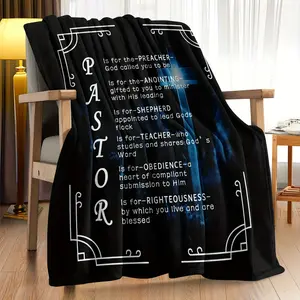 1Pc Pastor Appreciation Gift For Men - Reversible Microfiber Throw Blanket With Inspirational Message, All-Season Cozy Bedspread For Christmas, Father'S Day, Birthday - Machine Washable, Contemporary Style, Pastor Appreciation Gifts, Best For Christmas su