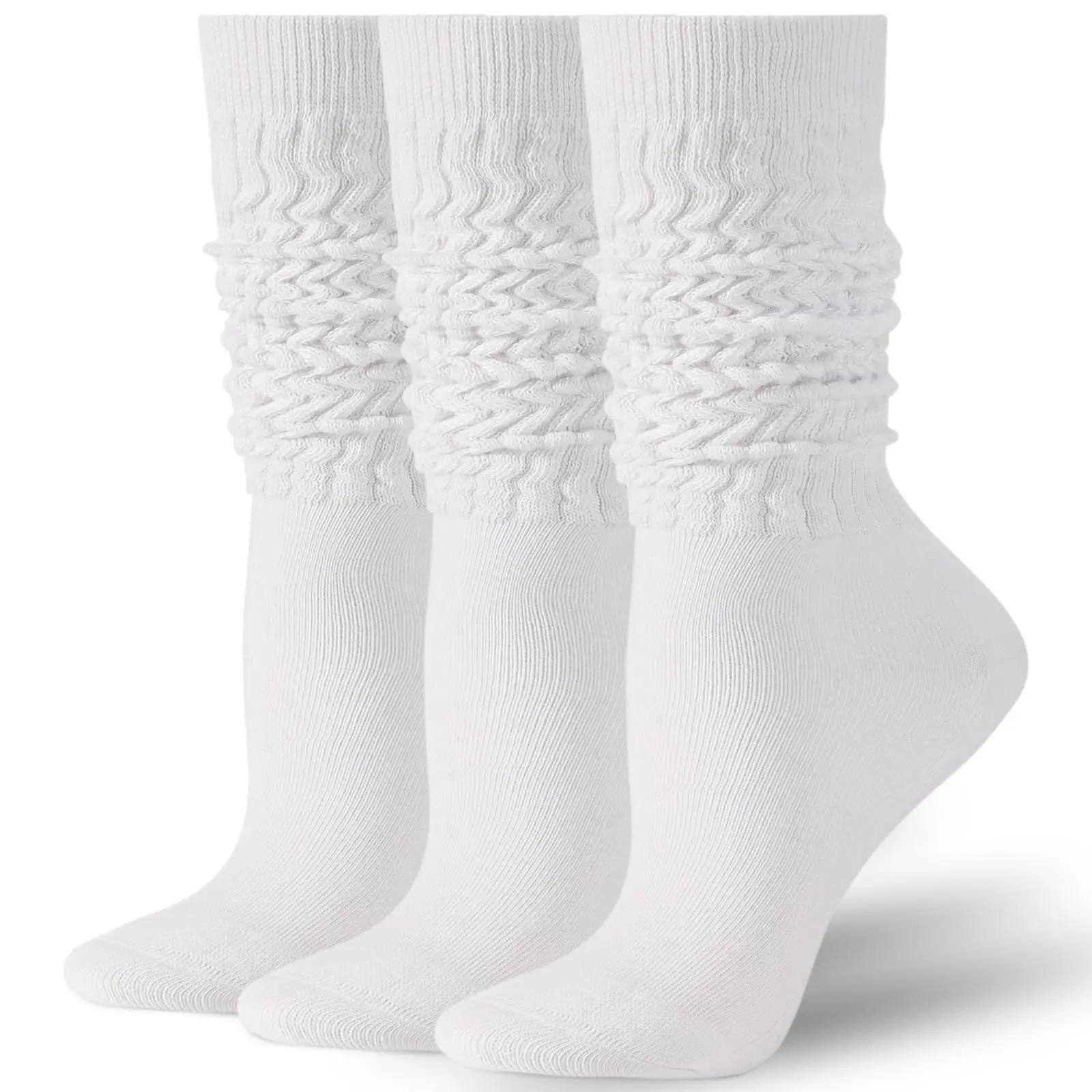  6 Pairs knee-high of Soft & Cozy Solid Slouch Socks for Women - Simple, Casual, All-Match Stockings & Hosiery for Everyday Wear