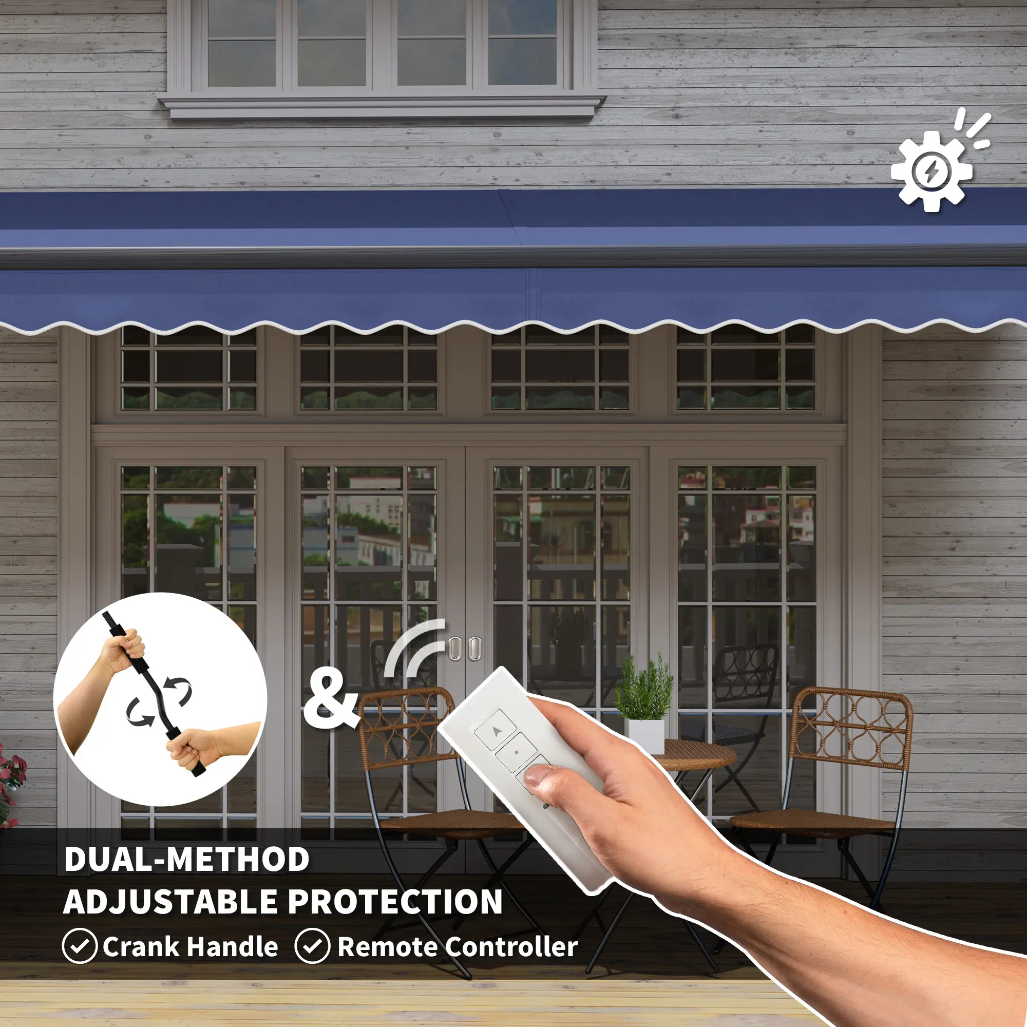 Electric Retractable Awning with Adjustable Tilt Canopy - High-Quality Premium Materials, Waterproof, UV-Resistant, Sturdy Sun Shade Canopy for Patio Rain Shelter & Sun Protection