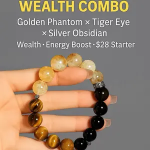 2026 Strongest Wealth Combo Golden Phantom × Tiger Eye × Silver Obsidian Boost Luck • Energy Protection