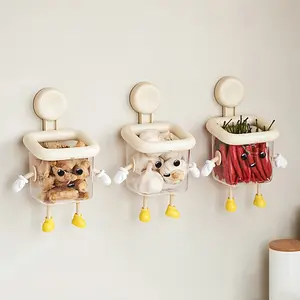 Creative Handmade Cute Toothbrush Holder, Toothpaste Holder, Wall-Mounted No Drilling Suction Cup, High-End Multi-Functional Transparent Storage Box