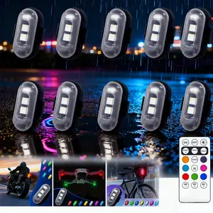 2/4/6/8/10 PCS Wireless LED Car Lights with Remote: 8 Colors Strobe, USB Charging, IP65 Waterproof – Fits Car/Motorcycle/Truck/Drone/Bike
