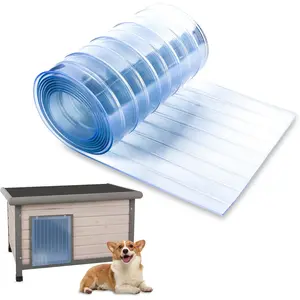 Plastic Vinyl Replacement Strip Curtain 8’ x 7.6”, 0.08” Thickness Walk in Freezer Cooler Curtain Strips, Plastic Curtain Strips for Commercial Entry Doors, DIY Dog Cat House Entry Door