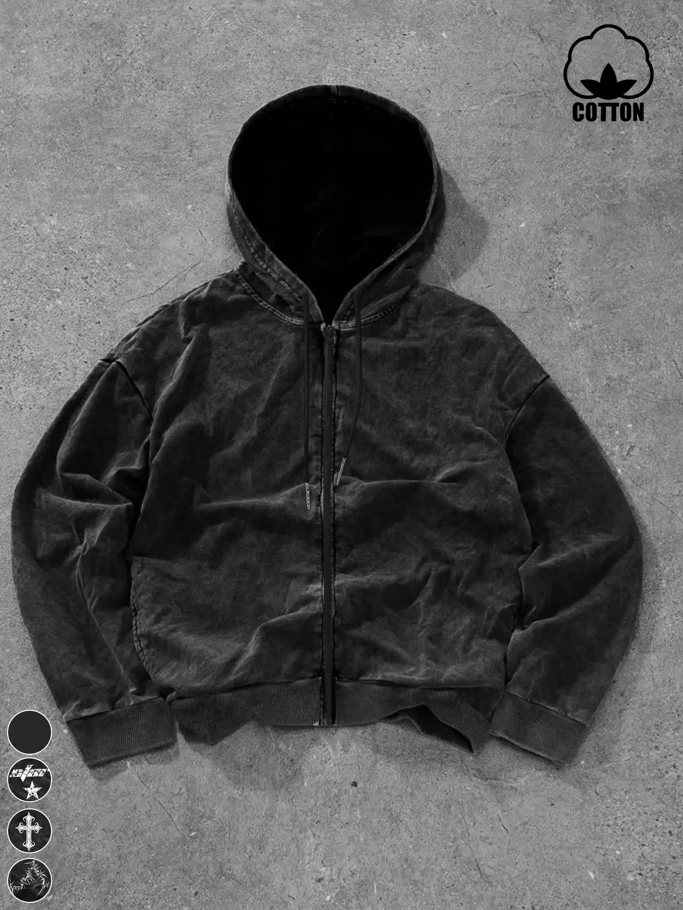 Y2K Vintage Black Plain Long Sleeve Loose Zip-up Hoodie, Men's Oversized Heavyweight Boxy Fit Sweatshirt, Full Zip-Up for Streetwear, Heavyweight Streetwear Sweatshirts, Hooded Sweatshirt, Zipper Hoodie
