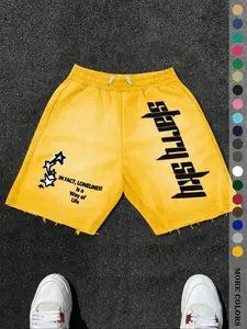 Men's Drawstring Letter Print Shorts, Casual Summer Wear, Comfortable Fashion Design, Perfect Daily Use Choice