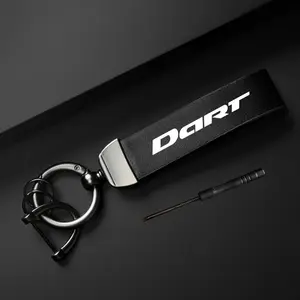 Car Keychain, Car Keychain with Skin Texture PU Leather, Simple Design Keychain for Dodge DART, Car Interior Accessories, Car Key Accessory