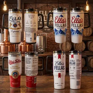 Ellaaaa Feeellas Beerrrrrr Style Tumbler 20oz 40oz, Funny Beer Lover Travel Mug with Handle, Insulated Cup Gift, Clean Look, Goes with Anything, Easy Care, Machine Wash Safe