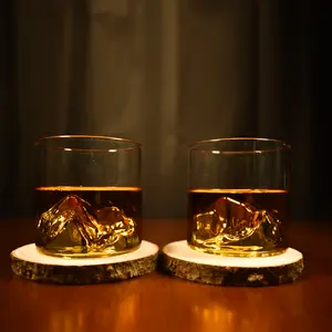 Crystal Mountain (SET OF 2) Whiskey Cocktail Drinking Glasses - Unique 3D Rock Design 180ml - Elegant Gift for Whiskey Lovers Bourbon Scotch Drinkware