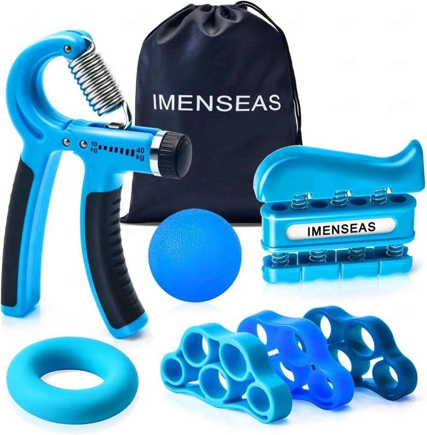 Strength Trainer Bundle - Adjustable Gripper, Finger Resistance Bands, Exercise Ring, and Stress Ball for Musicians & Athletes handgripper finger gripper gripstrengthener dyna grip handgrips gyroball forearm trainer