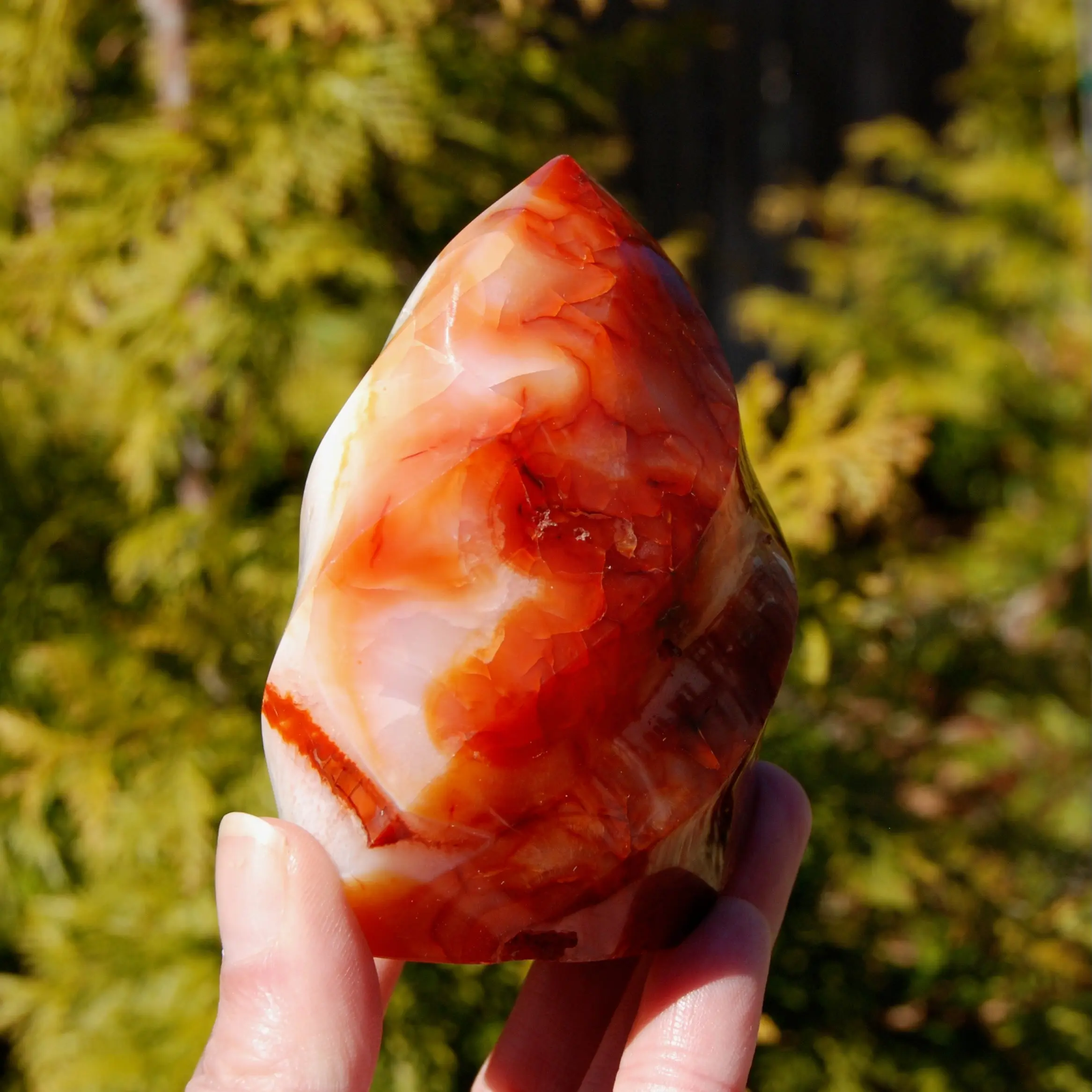 3.75in 1lb Red Carnelian Agate Crystal Flame Tower, Madagascar