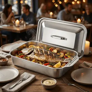 Oversized Durable Stainless Steel Baking Pan – Non-stick Thickened Rectangular Oven Tray, Suitable for Desserts, Breads, Seafood, and Large Air Fryers & Ovens – Perfect for Barbecues, Buffets and Festive Occasions